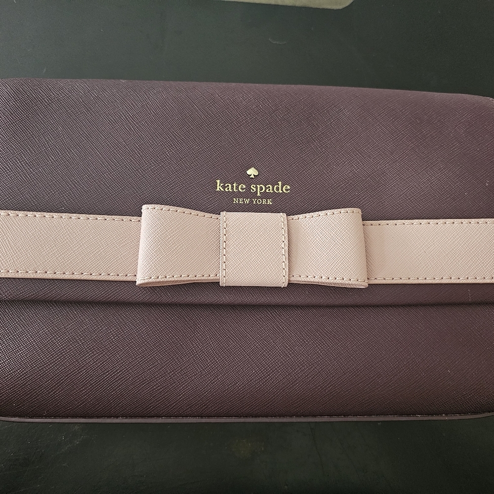 Kate Spade Plum Clutch with Blush Bow